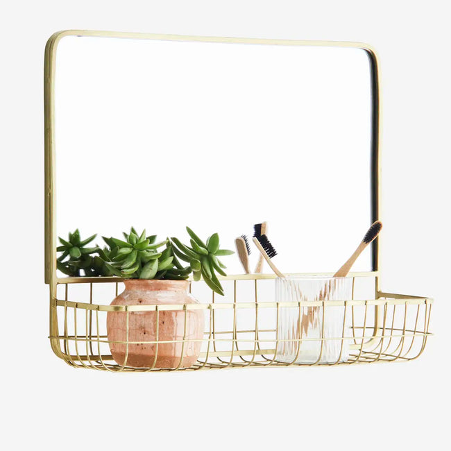 Mirror with Iron Shelf