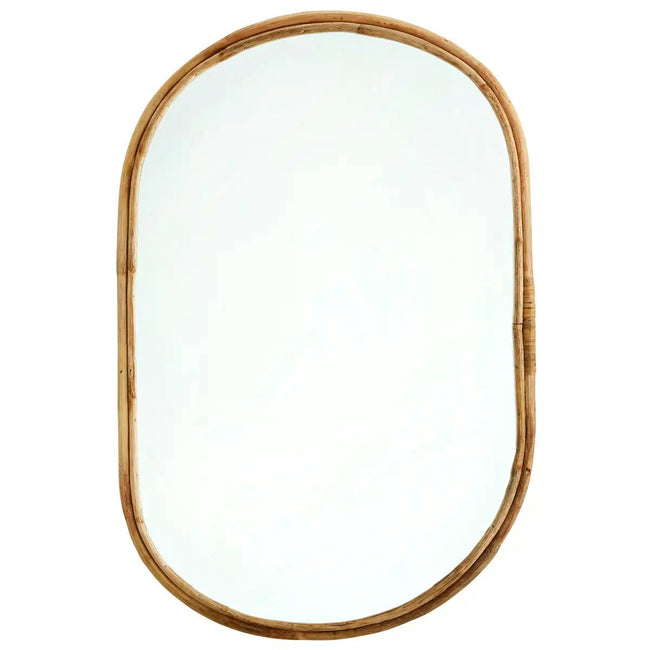 Oblong Mirror With Bamboo Frame