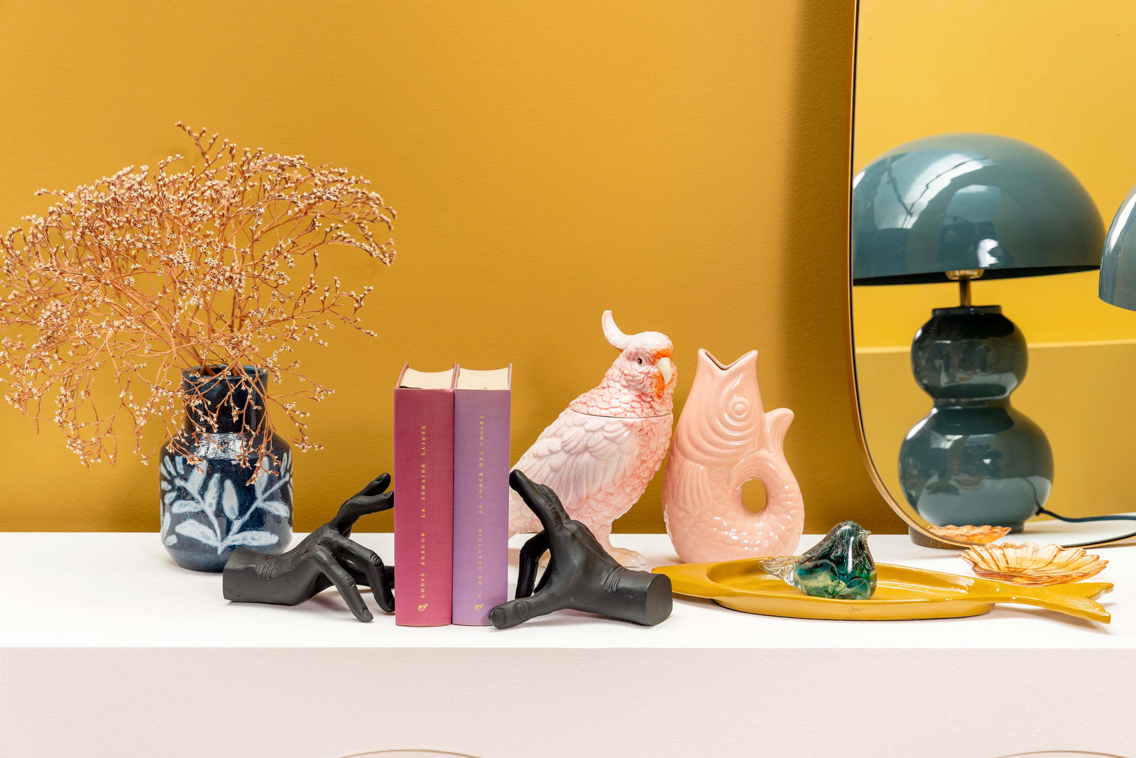 Lacquered Blue Table Lamp Bulb