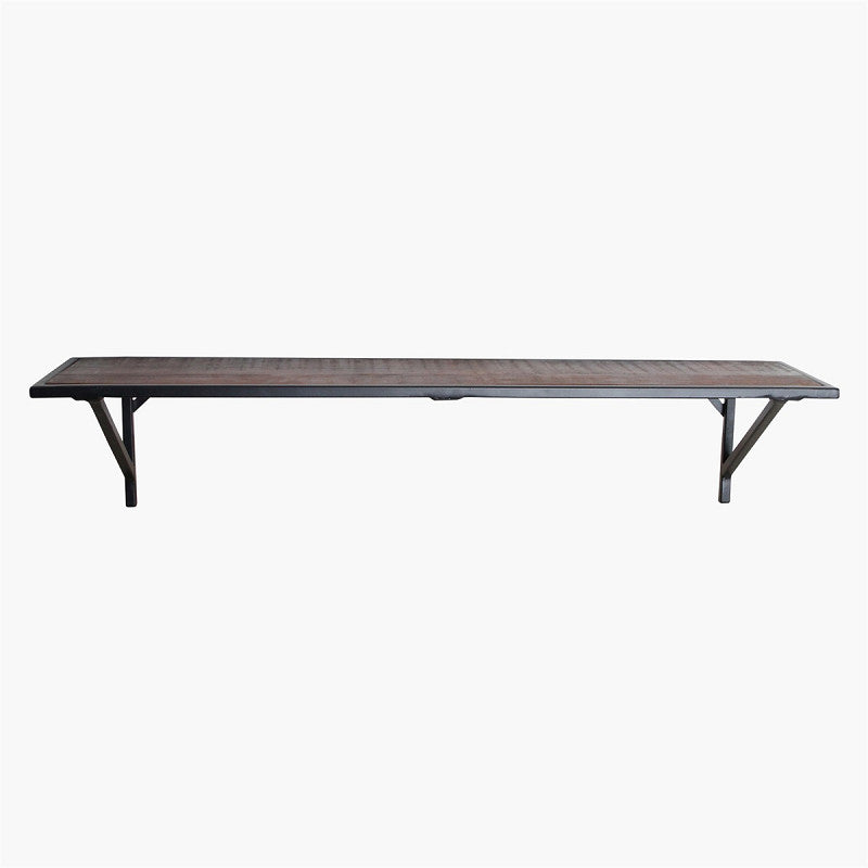 Wall Shelf Square Pipe Black Metal & Wood
