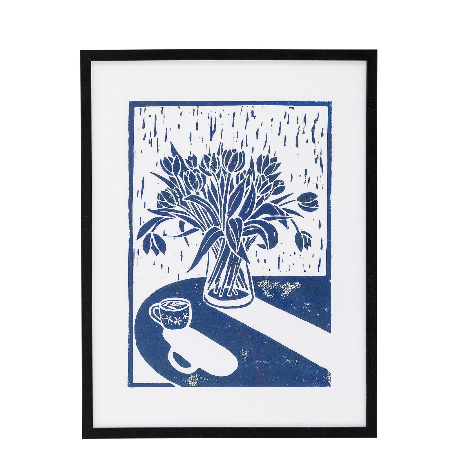 Tulips Illustration w/ Frame, Black, Pine