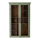 Wooden cabinet with glass doors on a white background