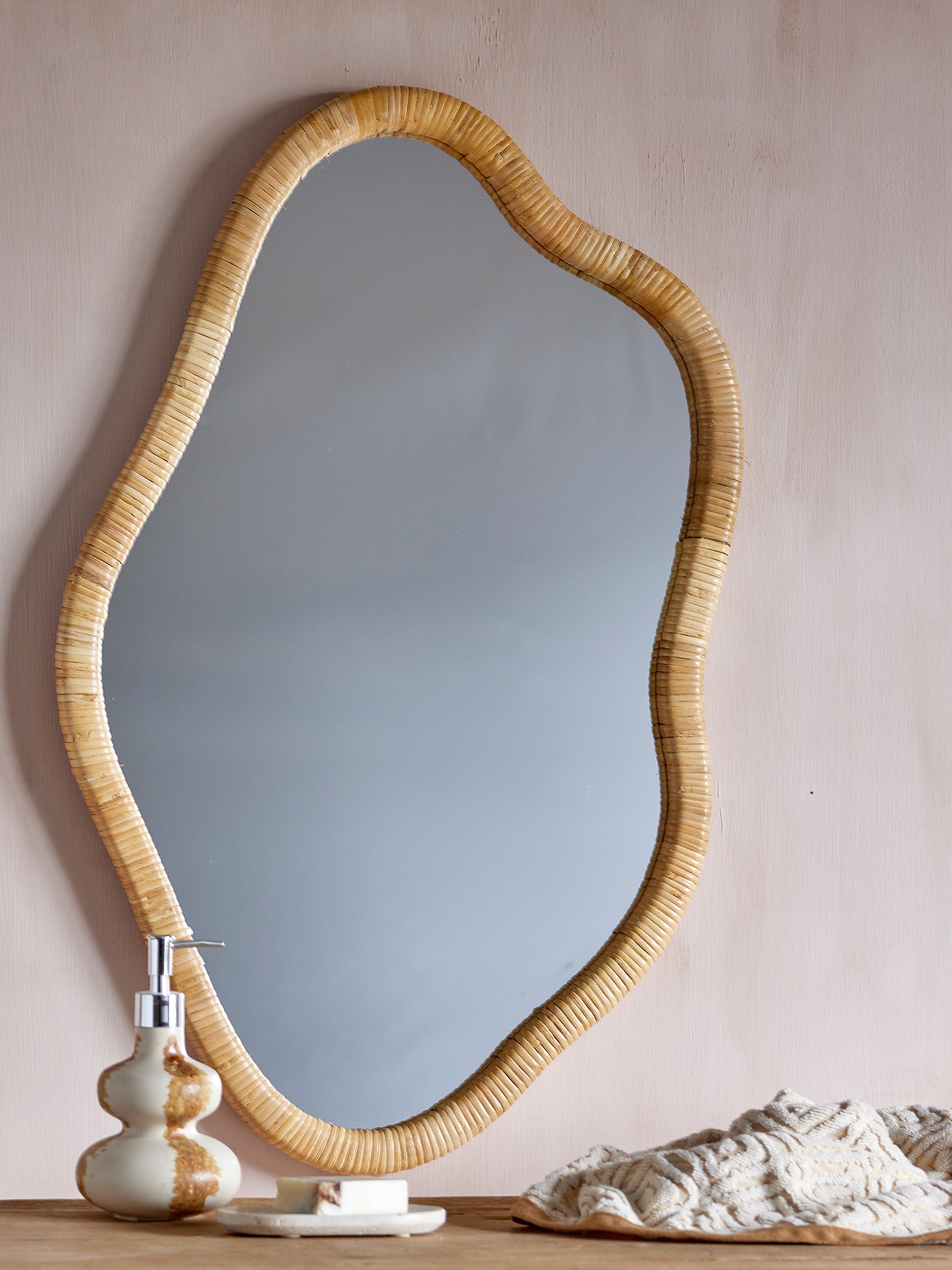 Ashlie Wall Mirror, Nature, Rattan
