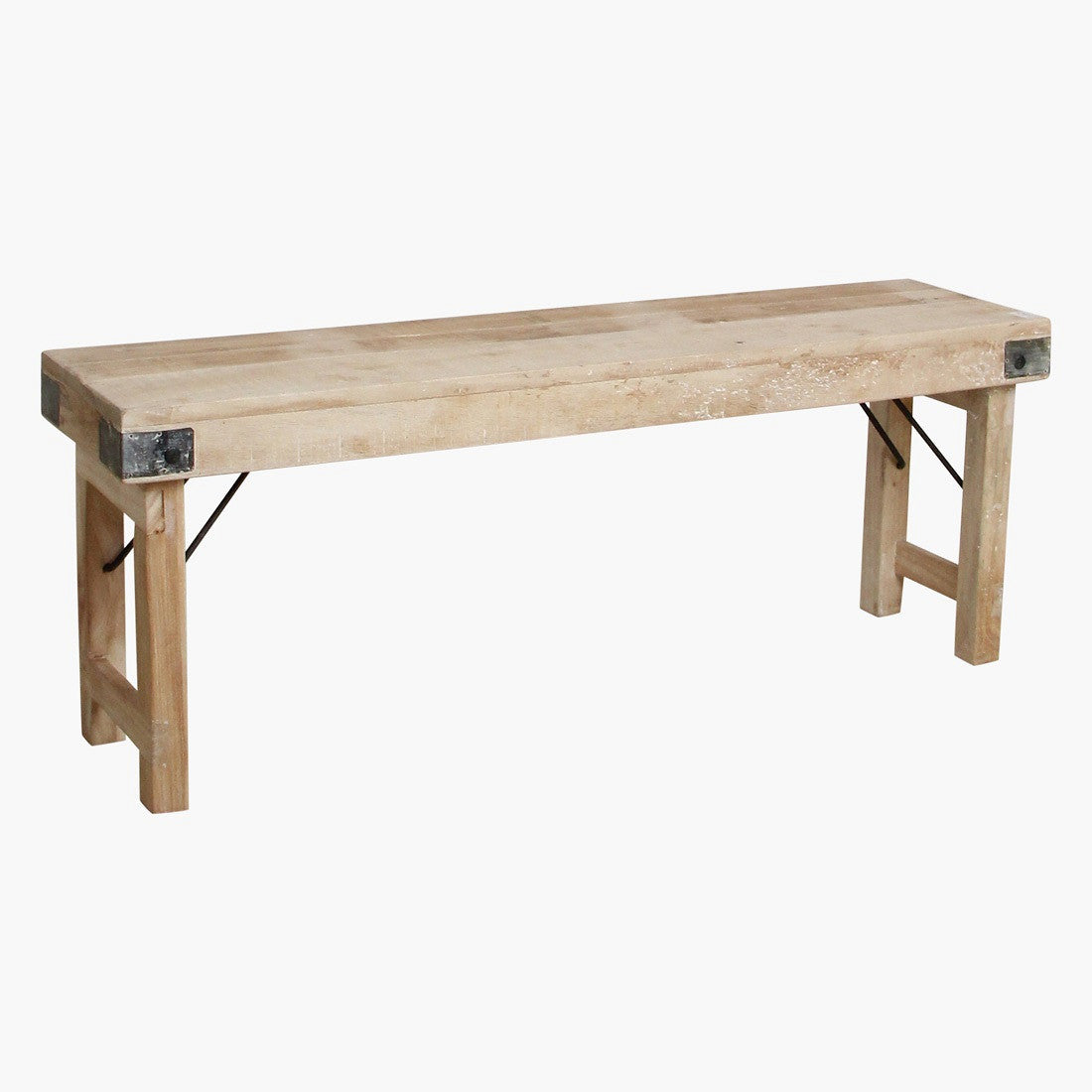 Limewash Folding Bench 120 cm Natural