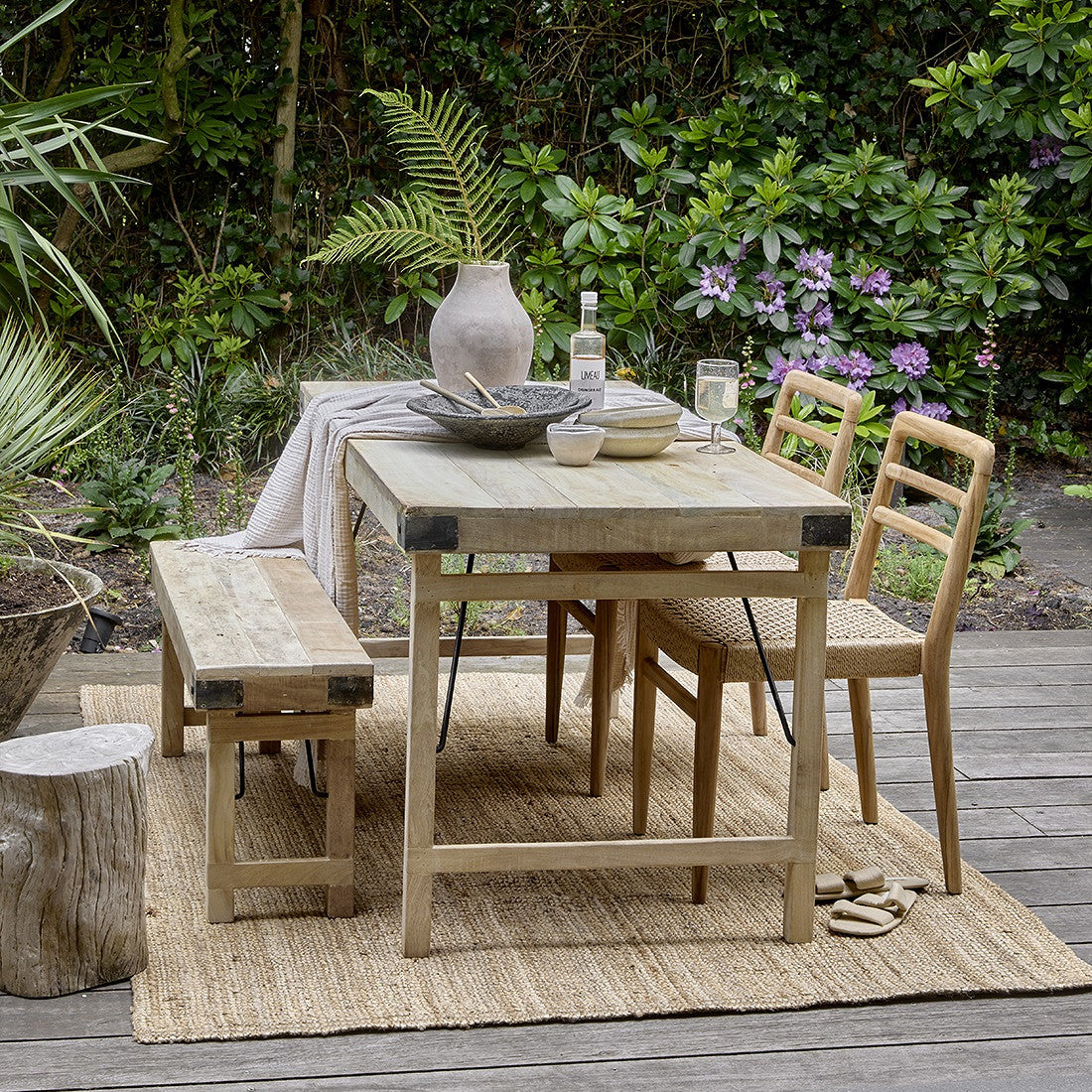 Limewash Folding Dining Table Natural