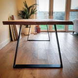 Solid Oak Dining Table Natural / Trapeze Frame Black / Strachel A.F.