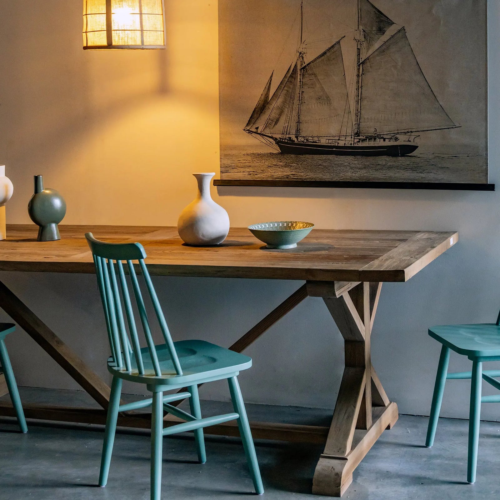 Trestle Farmhouse Rustic Dining Table S.ALTERNATIVE FURNITURE