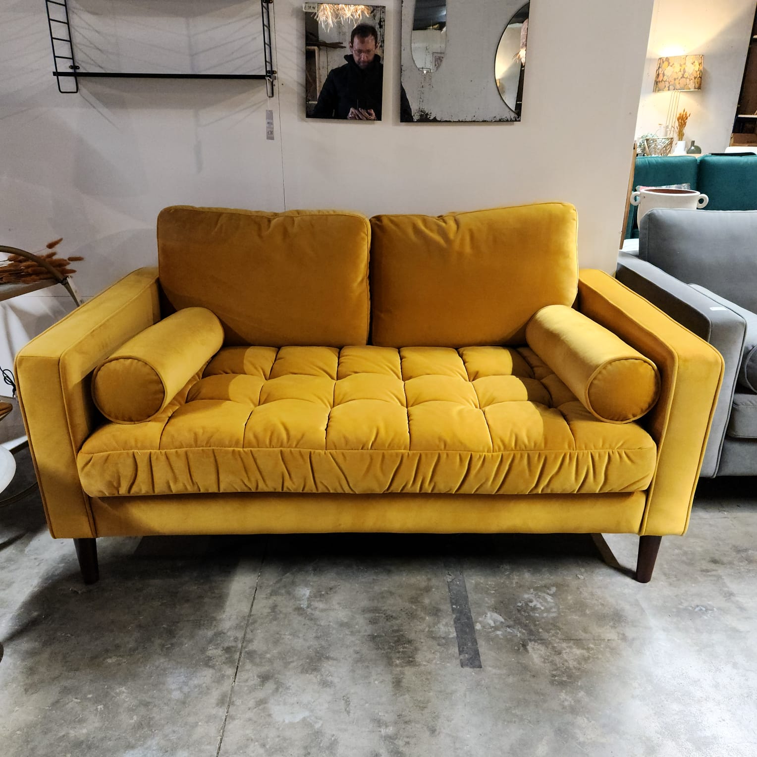 Ashfield 2 Seater Sofa Ochre Velvet