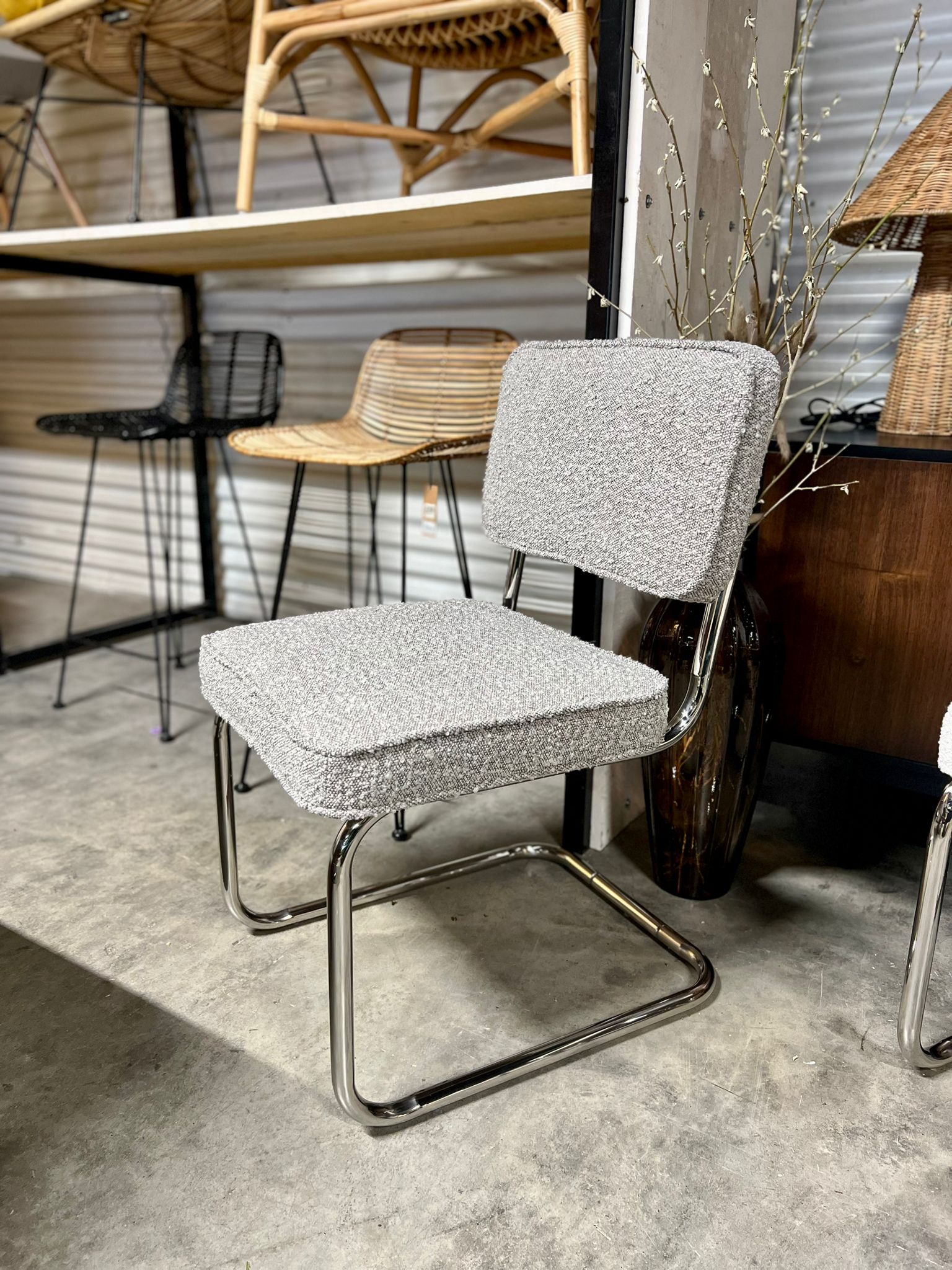 Cesc Chair Light Grey Boucle