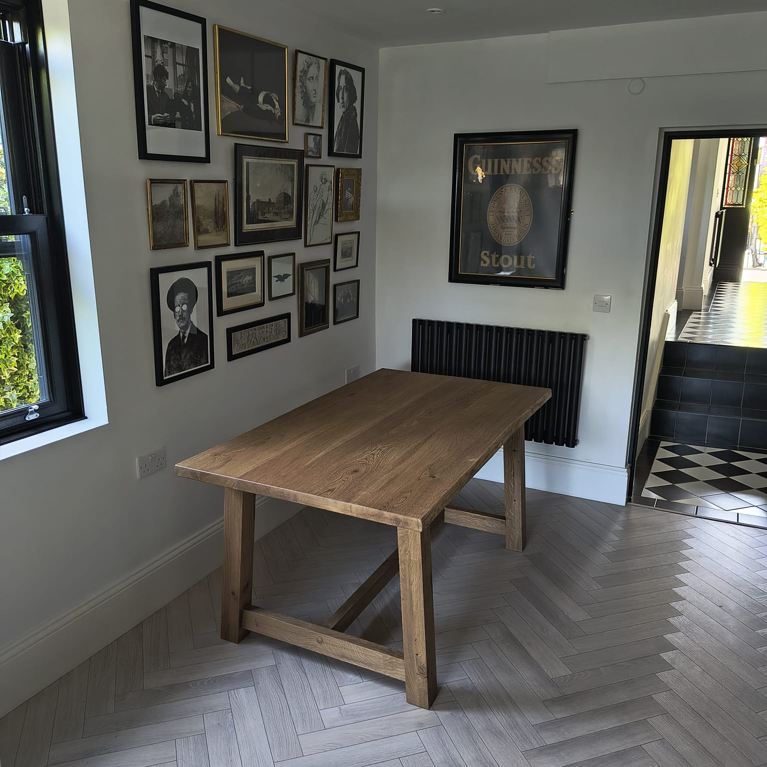 Solid Oak Farmhouse Dining Table Brown / Strachel A.F.