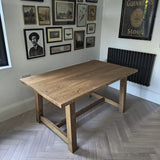 Solid Oak Farmhouse Dining Table Brown / Strachel A.F.