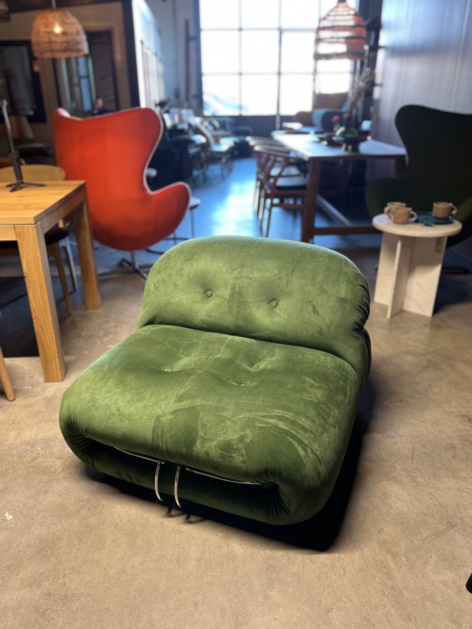 Soriana Style Lounge Chair Suede Green