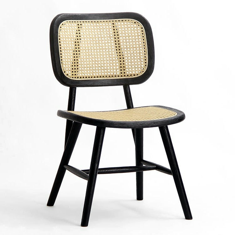 Oak / Rattan Chair Black