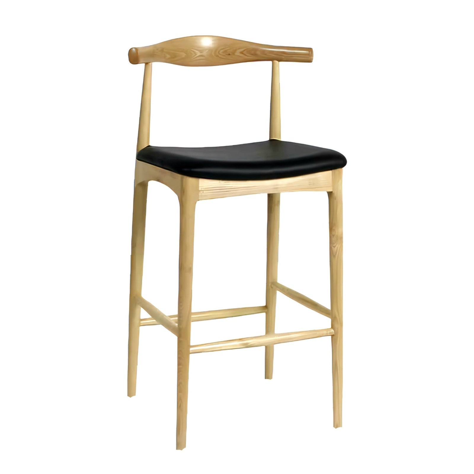 Hans J Wegner style Ox Horn Stool - Natural / Black Faux Seat