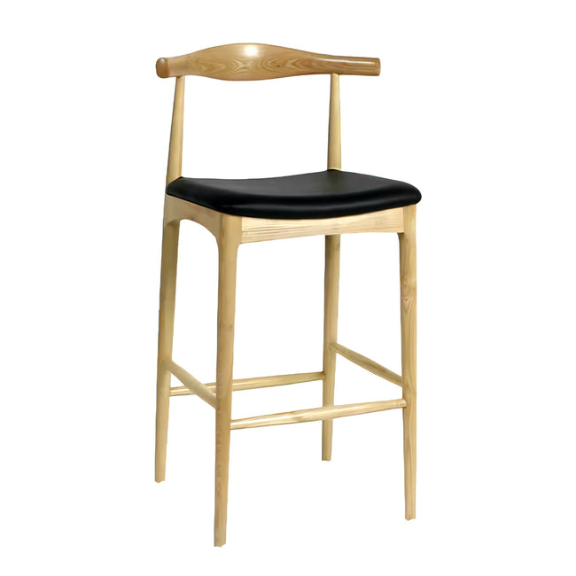 Hans J Wegner style Ox Horn Stool - Natural / Black Faux Seat