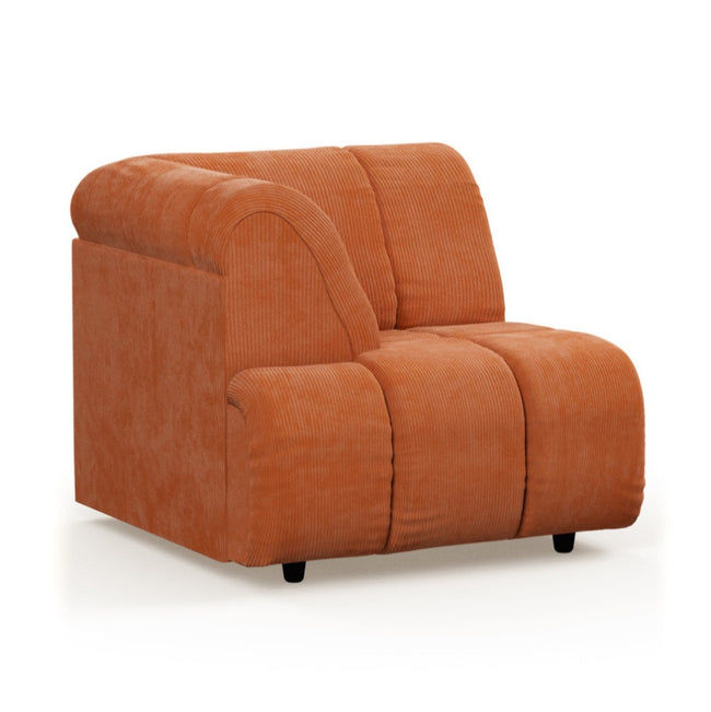 HKliving Wave Couch / Element Left High Arm / Corduroy Rib / Dusty Orange