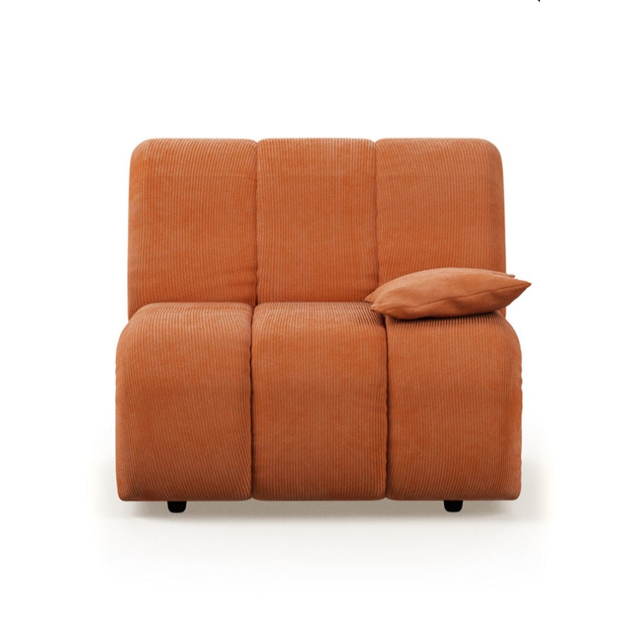 HKliving Wave Couch / Element Right Low Arm / Corduroy Rib / Dusty Orange