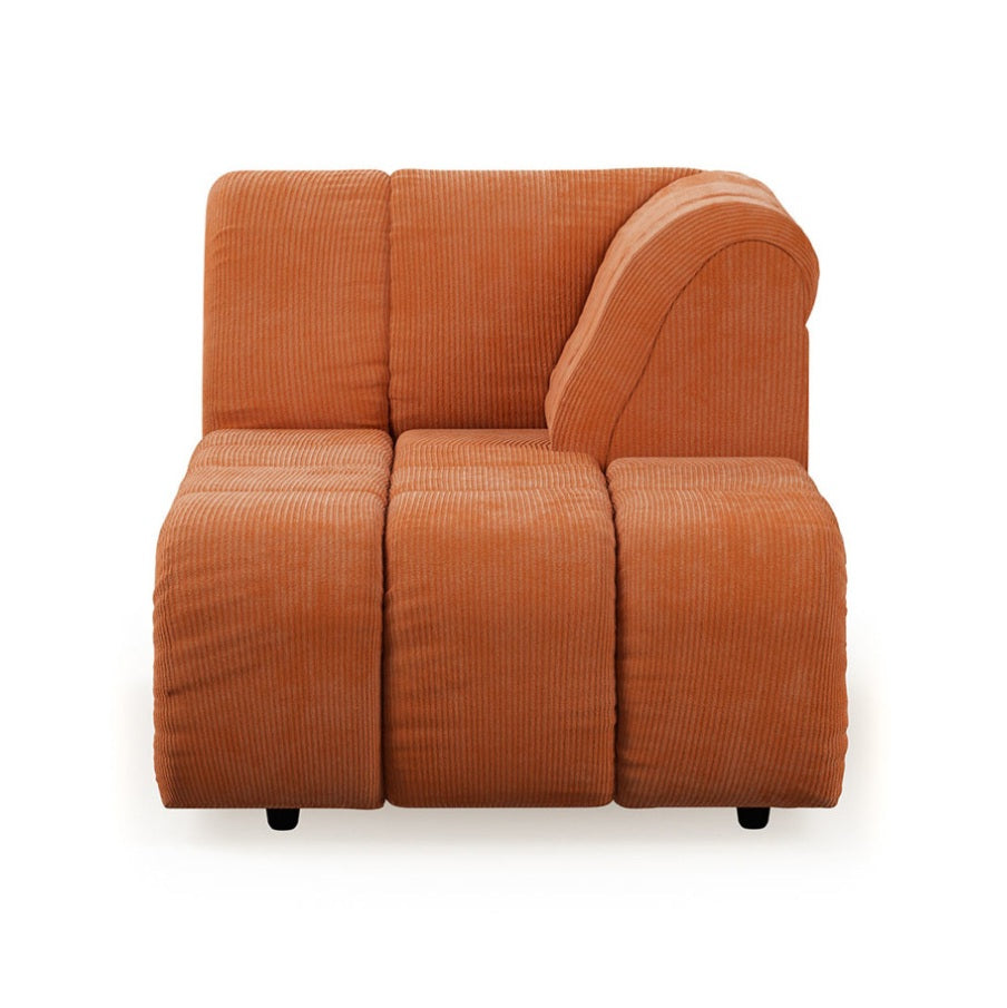 HKliving Wave Couch / Element Right Divan / Corduroy Rib / Dusty Orange