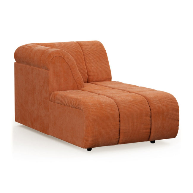 HKliving Wave Couch / Element Left Divan / Corduroy Rib / Dusty Orange