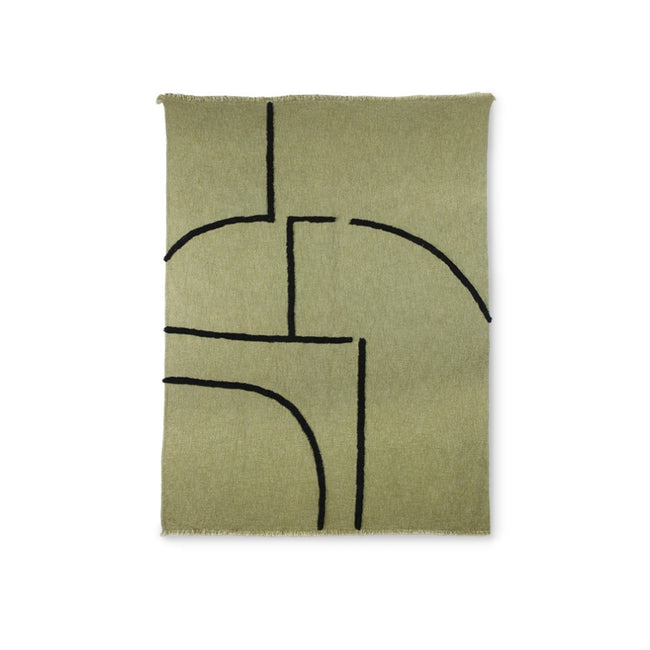 HKliving Soft Woven Throw Pistachio With Black Tufted Lines (130x170)