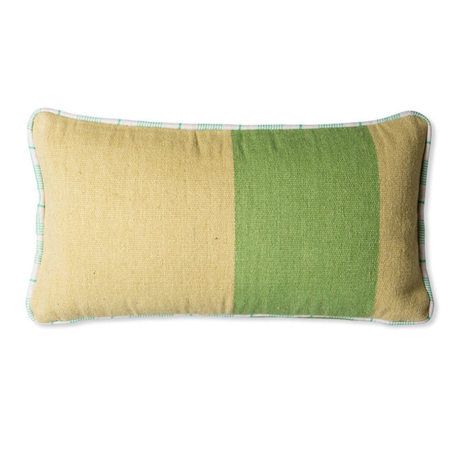 HKliving Hand Woven Wool Cushion Green (38x74)