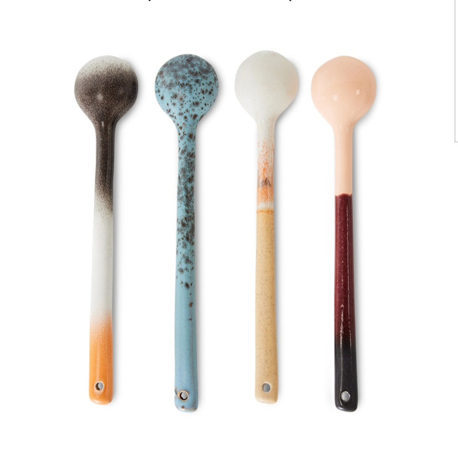 HKliving 70s Ceramics: Spoons L, Breeze (set of 4)