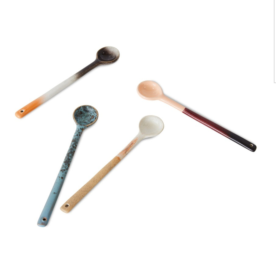 HKliving 70s Ceramics: Spoons L, Breeze (set of 4)