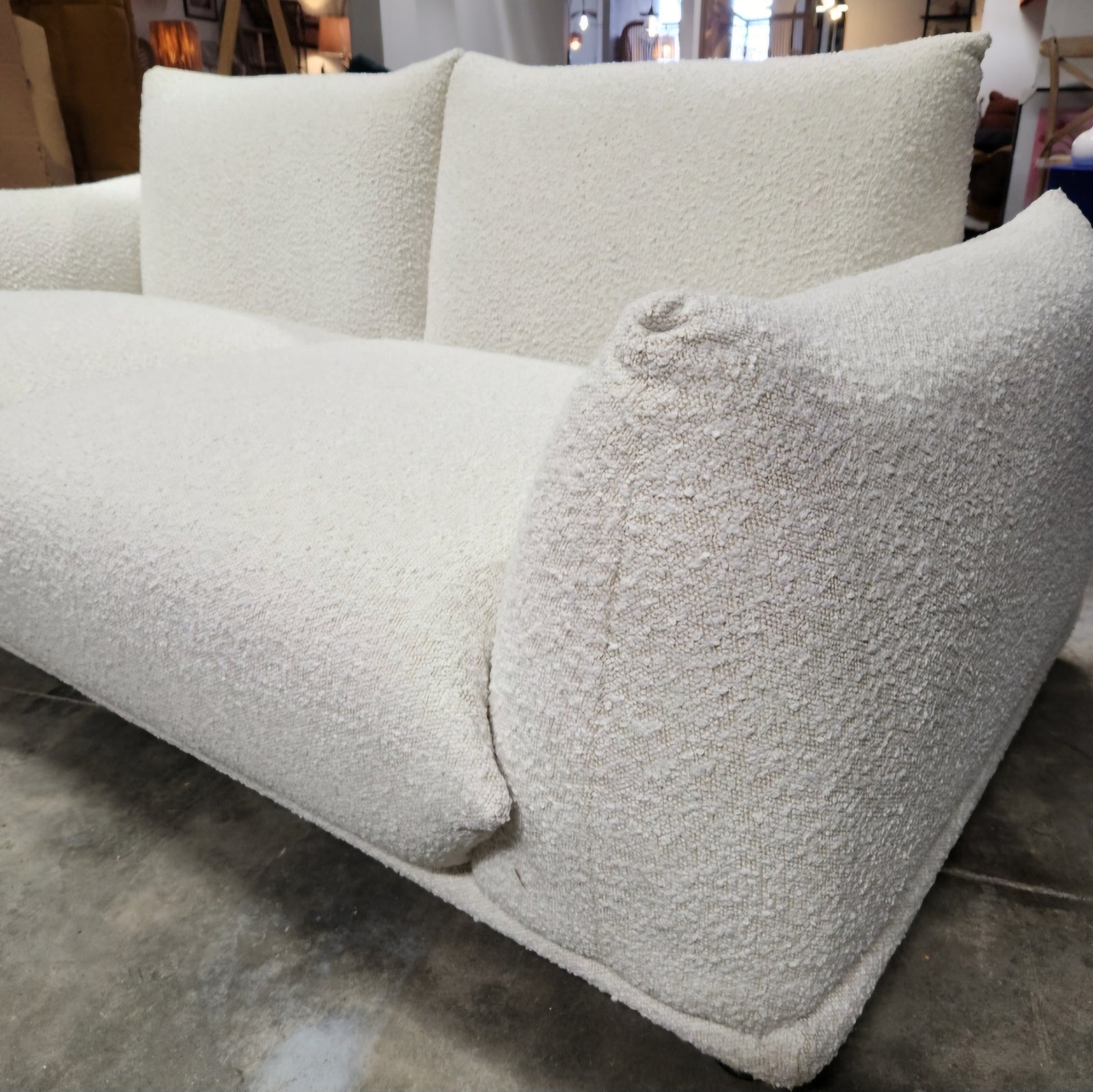 Marenco Style Sofa White Boucle 2 Seater