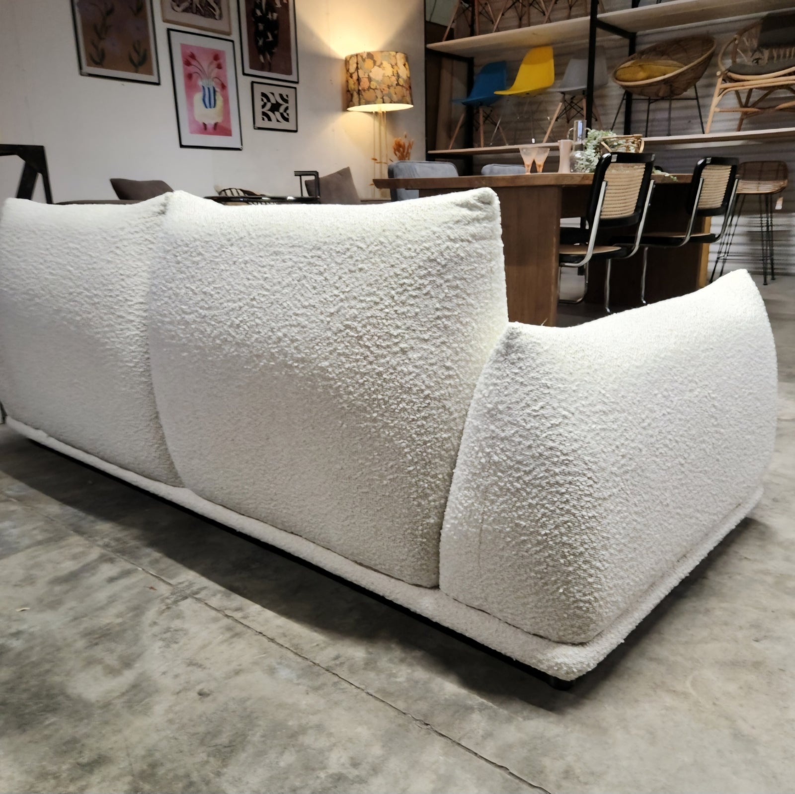 Marenco Style Sofa White Boucle 2 Seater