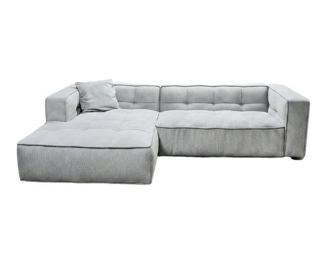 Cubic Right Corner Studio Sofa Stone White Corduroy