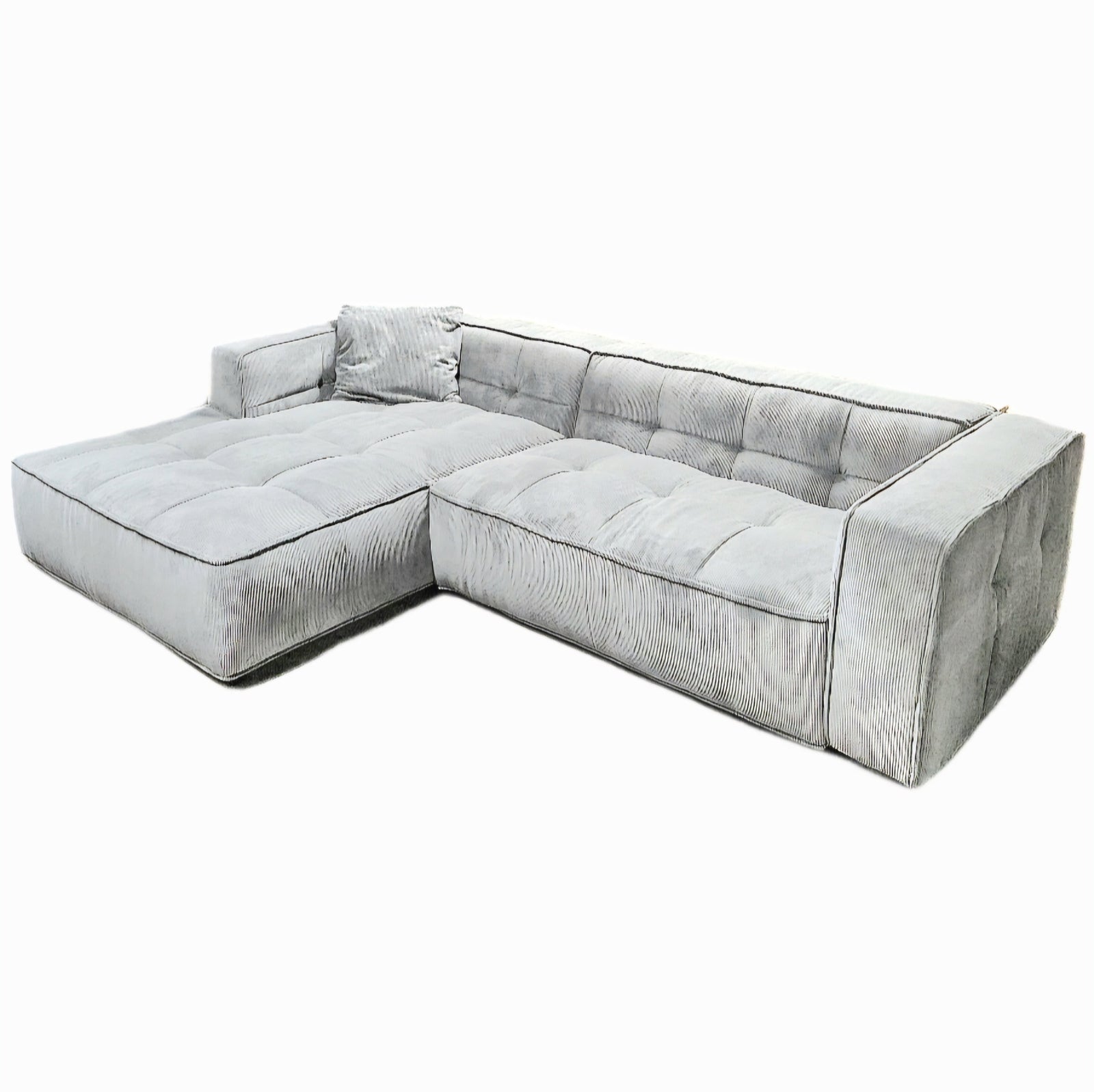 Cubic Right Corner Studio Sofa Stone White Corduroy
