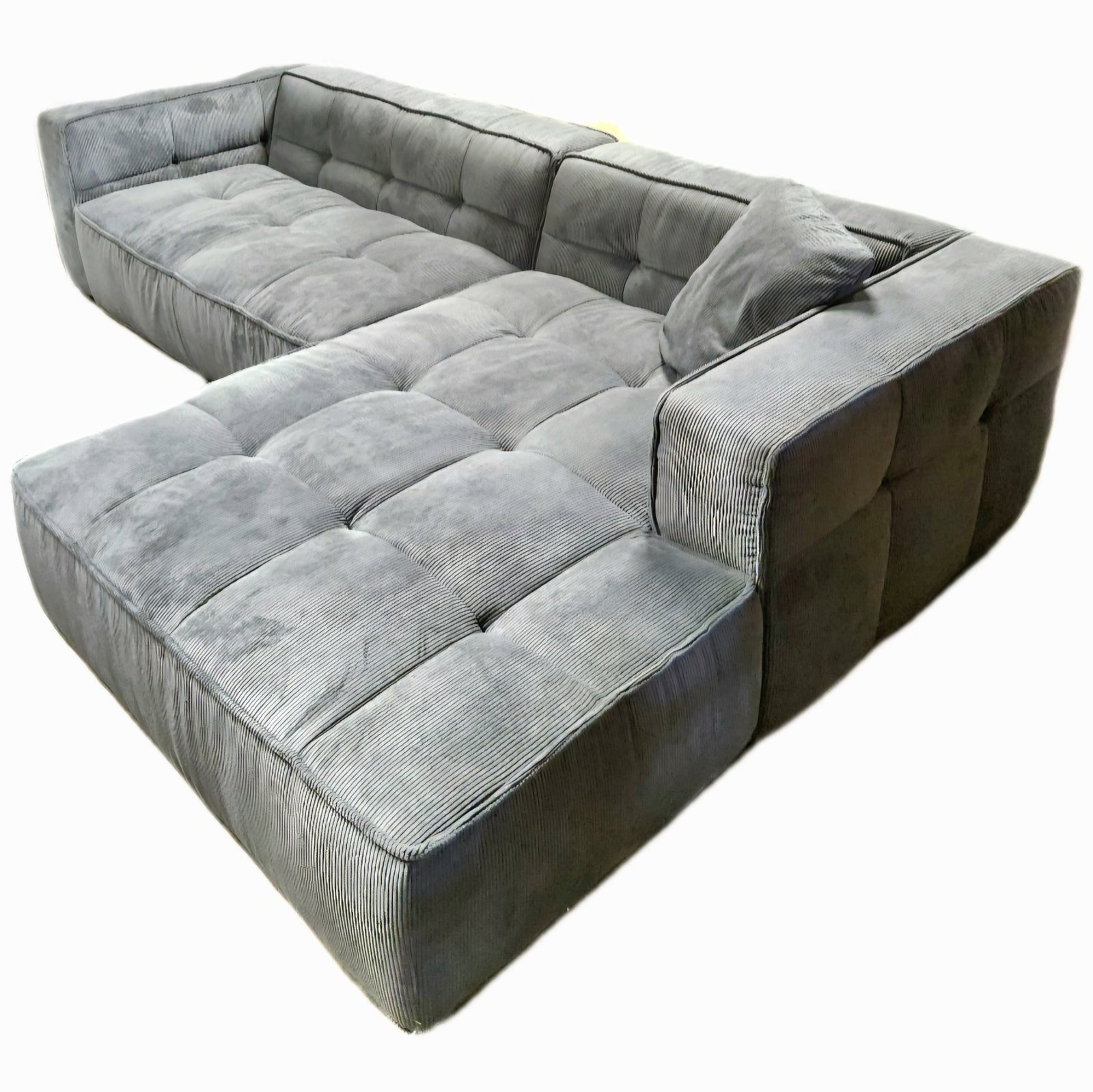 Cubic Right Corner Studio Sofa Charcoal Grey Corduroy