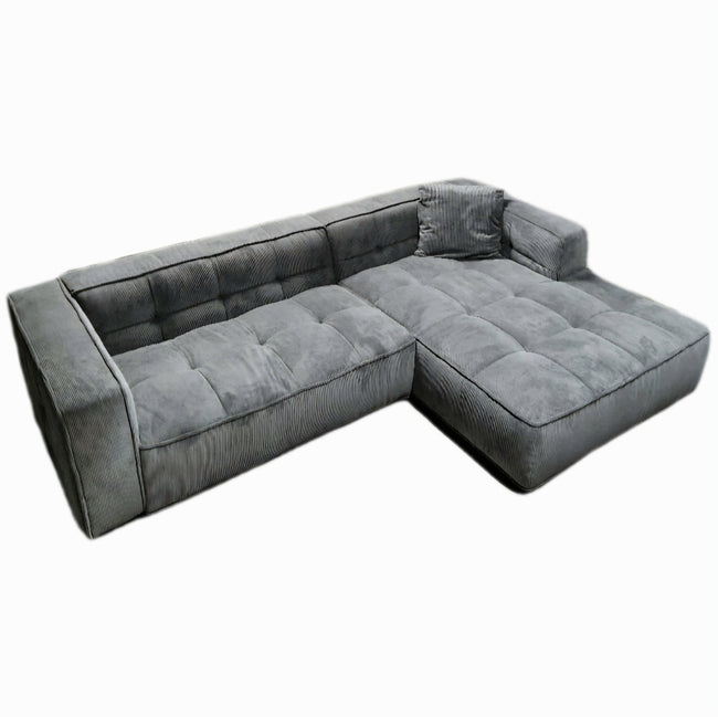 Cubic Left Corner Studio Sofa Charcoal Grey Corduroy
