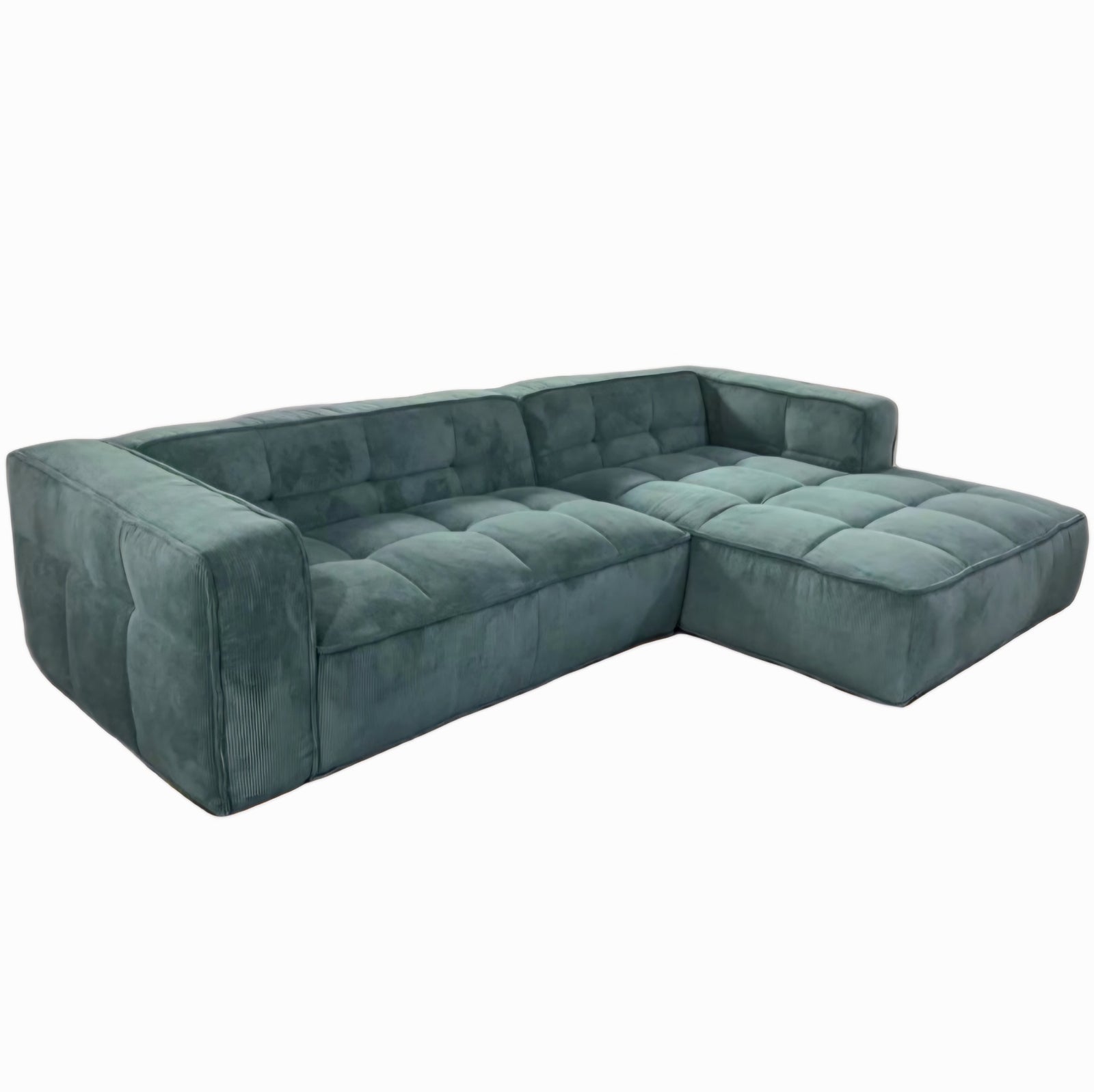 Cubic Left Corner Studio Sofa Teal Corduroy