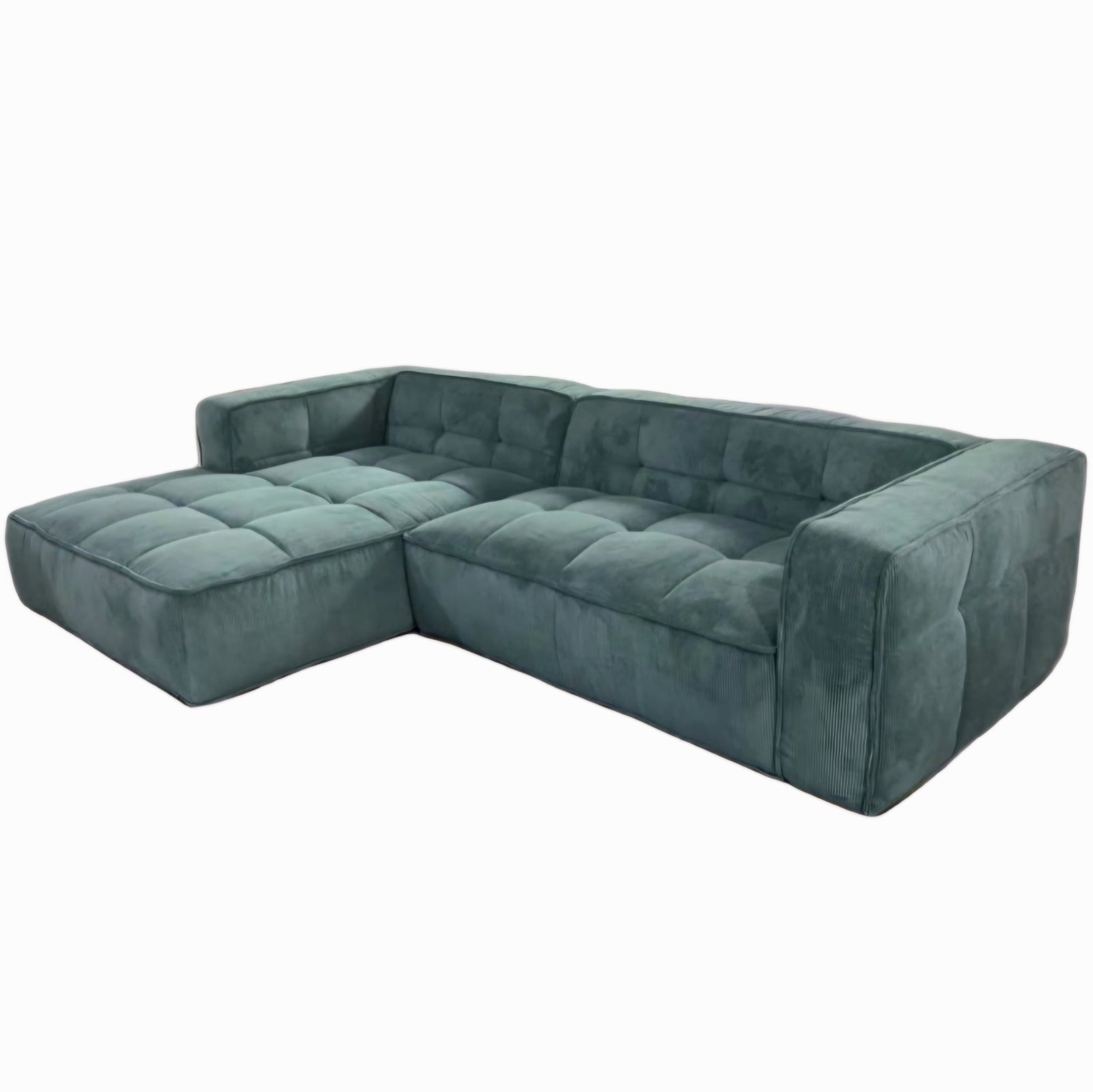 Cubic Right Corner Studio Sofa Teal Corduroy
