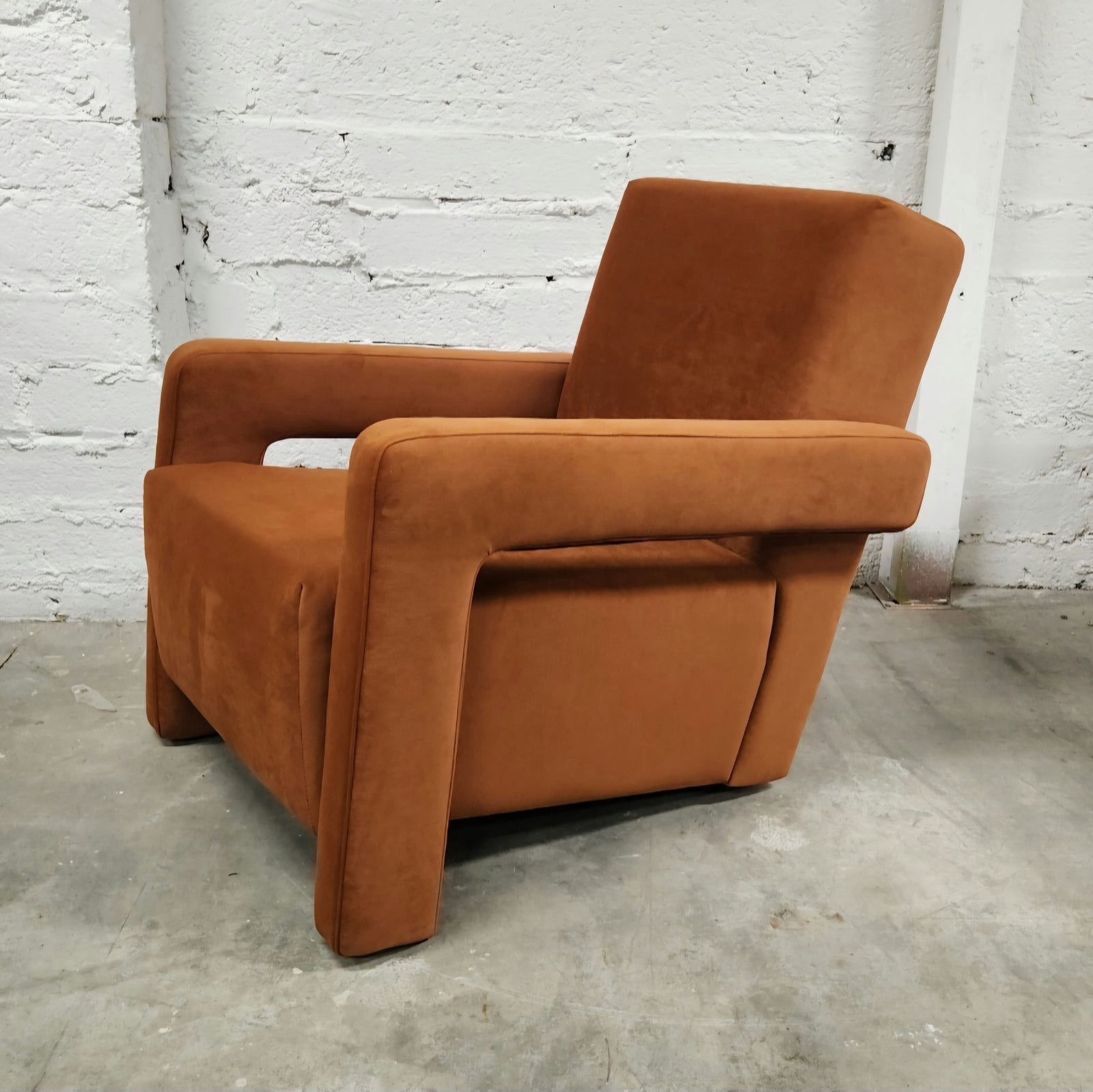 Utrecht Style Armchair Burnt Orange Velvet