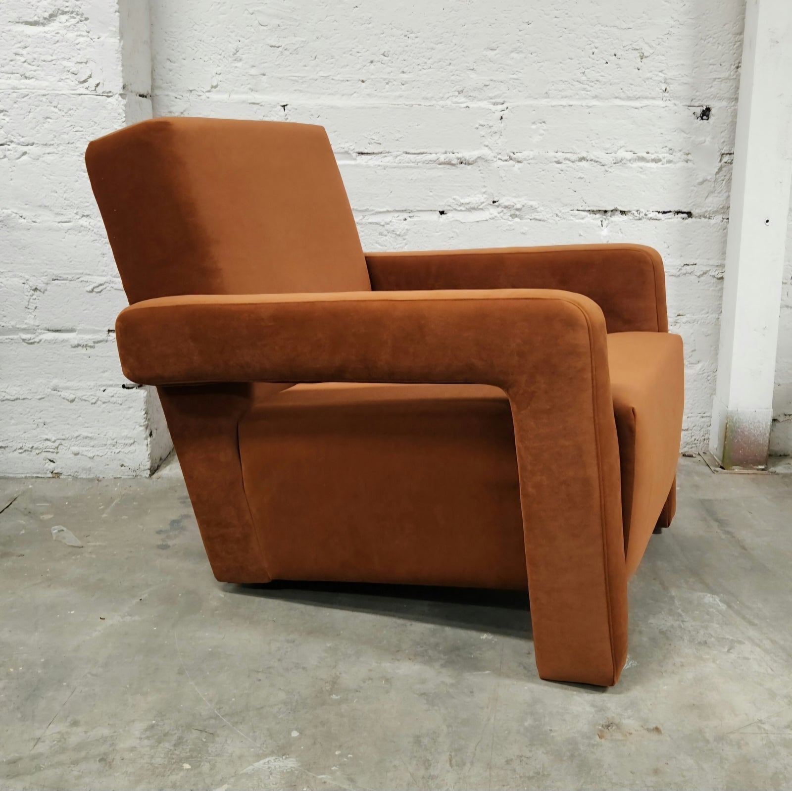 Utrecht Style Armchair Burnt Orange Velvet
