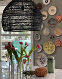 HKliving Wicker Hanging Lamp Ball Black M