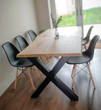 Solid Oak Dining Table Natural / X Frame Black / Strachel A.F.