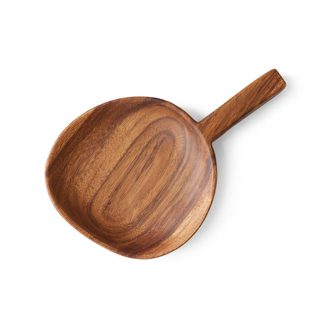 Wooden spoon with a handle on a white background