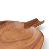 Wooden bowl with a handle on a white background