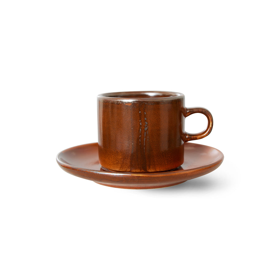 HKliving Chef Ceramics: Cup And Saucer Burned Orange