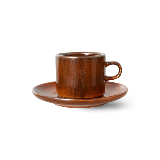 HKliving Chef Ceramics: Cup And Saucer Burned Orange