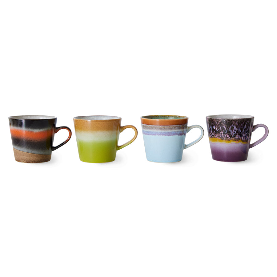 HKliving 70s Ceramics: Cappuccino Mugs Solid, set of 4