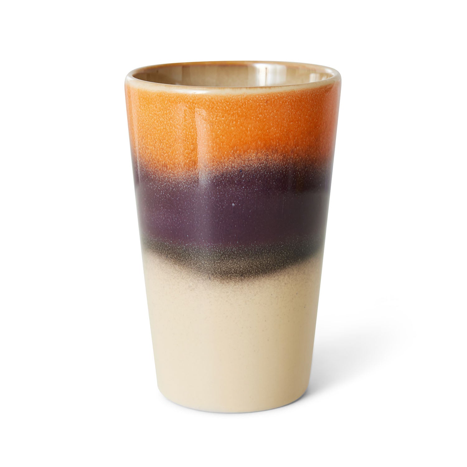 Ceramic tumbler with multicolored gradient on a white background