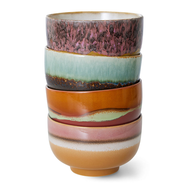 HKliving 70s Ceramics: Noodle Bowls, Geyser (set of 4)