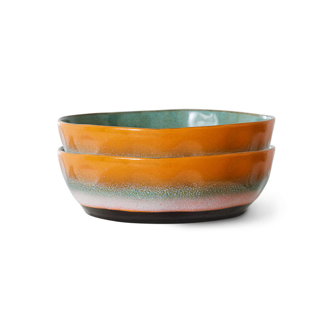 HKliving 70s Ceramics: Pasta Bowls, Golden Hour (set of 2)