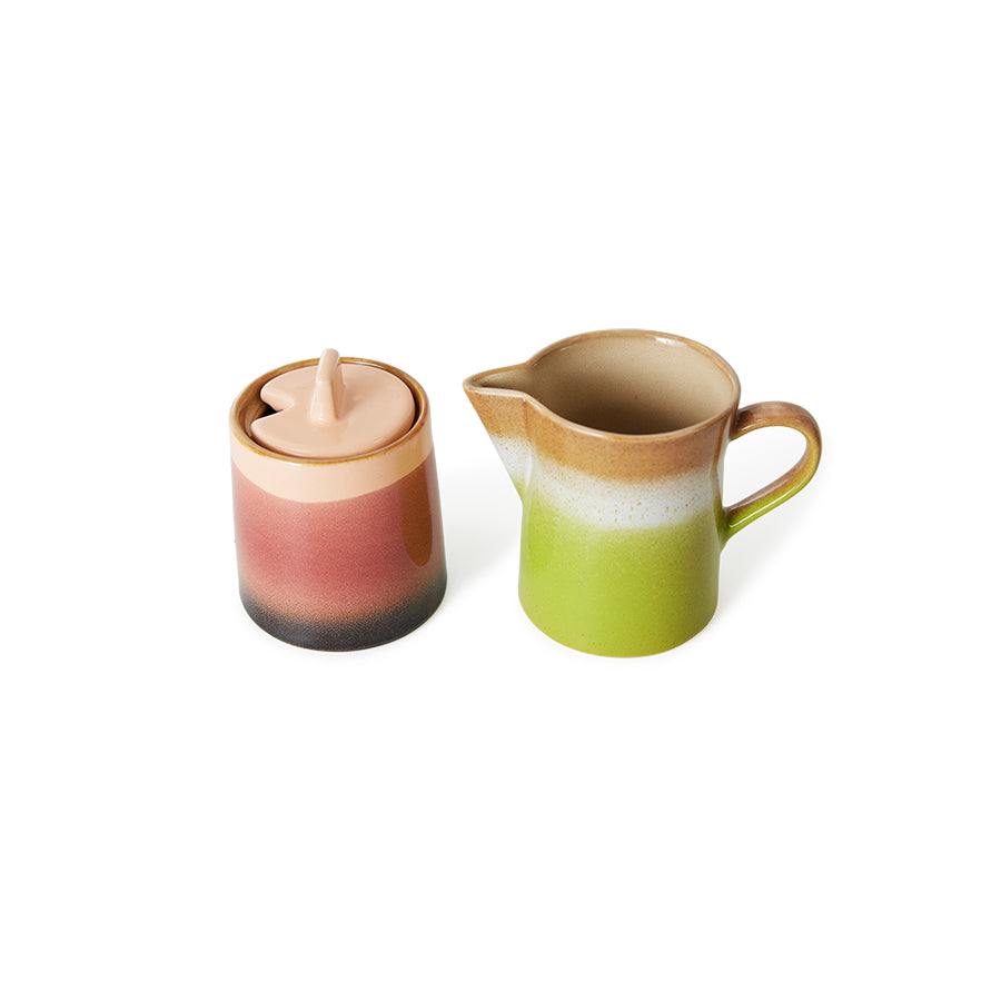HKliving 70s Ceramics: Milk Jug & Sugar Pot Foreland Set Of 2