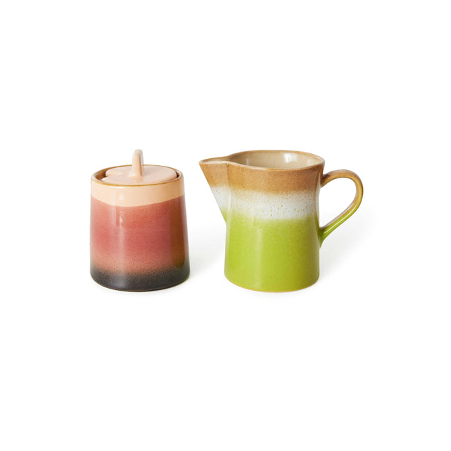 HKliving 70s Ceramics: Milk Jug & Sugar Pot Foreland Set Of 2