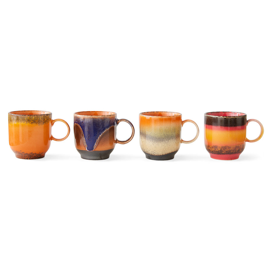 HKliving 70s Ceramics: Café Mugs Brazil, set of 4